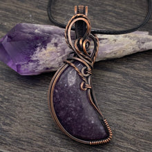 Load image into Gallery viewer, Lepidolite Moon Pendant