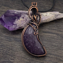 Load image into Gallery viewer, Lepidolite Moon Pendant