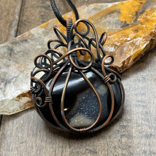 Load image into Gallery viewer, Black Onyx Druzy Pumpkin Pendant
