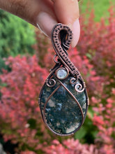 Load image into Gallery viewer, Moss Agate Moonstone Pendant
