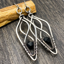 Load image into Gallery viewer, Onyx Earrings in Sterling Silver
