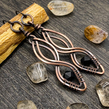 Load image into Gallery viewer, Onyx Earrings in Antiqued Copper
